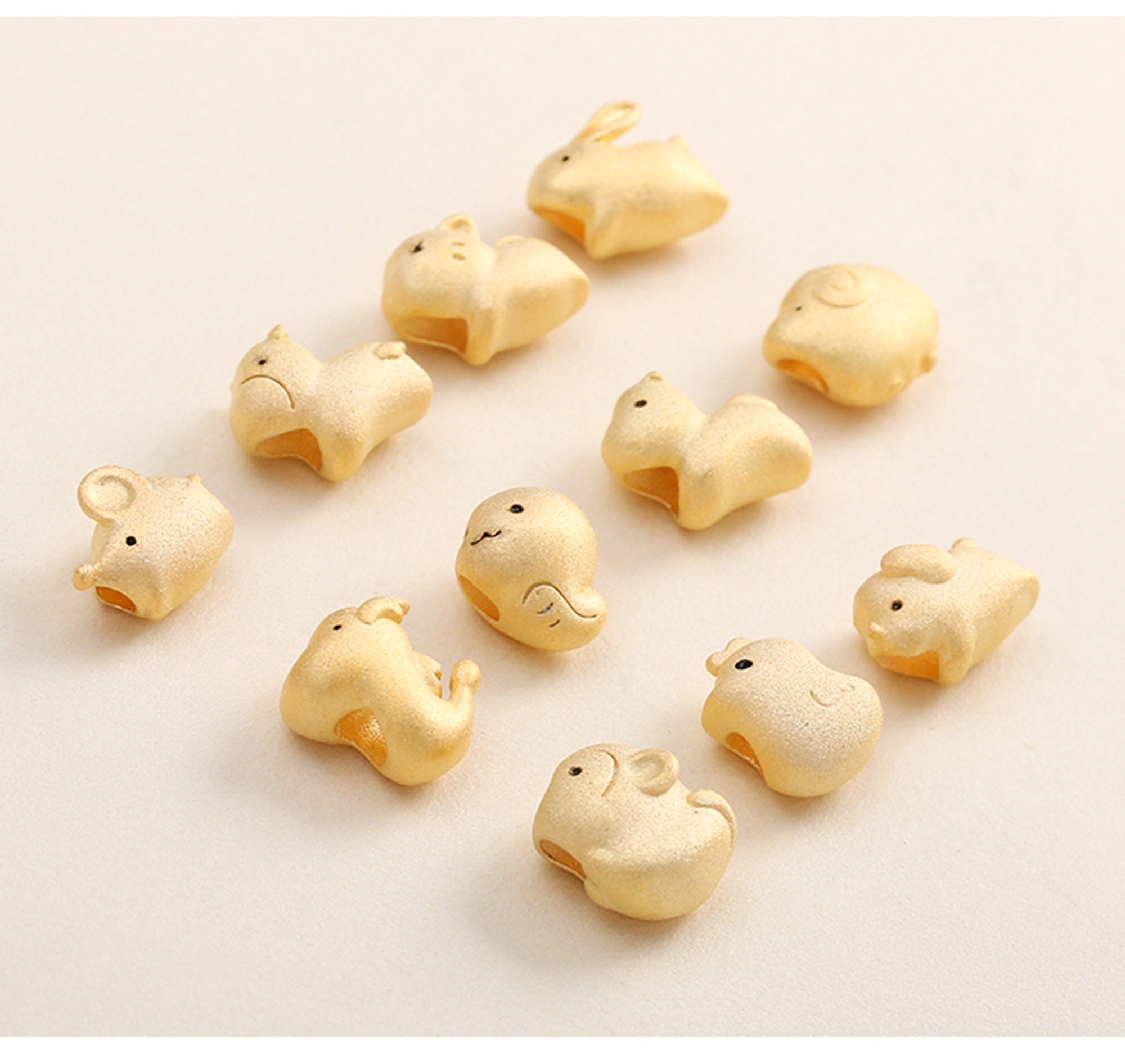 Sterling Silver Beads, Sterling Silver Animals Beads, s925 Silver Zodiac Spacer Bead,Bunny Beads, Twelve Zodiac Spacer Beads 8-10mm