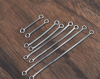Sterling Silver Box Chain Ear Threads with Closed Jump Rings, S925 Silver Ear Threads, Threader Earrings Charms For Jewelry Making Supplies