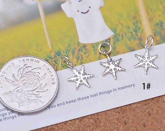 Sterling Silber Schneeflocke Charm Anhänger, Winter Armband, Weihnachtskette, Frosty Ohrring, Eis Schmuck, Schnee Charm, Charms in loser Schüttung