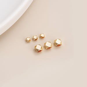 14K Gold Plated Polygon Beads, Faceted Bead, Geometric Bead, Angular Bead, Trendy Bead, Bracelet Spacer, Statement Bead 2mm 3mm 4mm