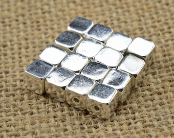 Sterling Silver Beads, Sterling Silver Smooth Cube Beads, s925 Silver Smooth Beads, Cubic Beads, Bracelet Beads 6mm 8mm