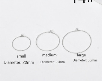 Aros para pendientes circulares chapados en oro de 14 quilates, pendientes redondos para hacer joyas de bricolaje, pendientes sencillos con eslabón abierto para dijes, componentes para pendientes