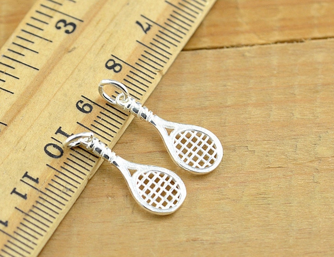 Sterling Silver Tennis Racket Charm Pendant Athlete Bracelet Etsy