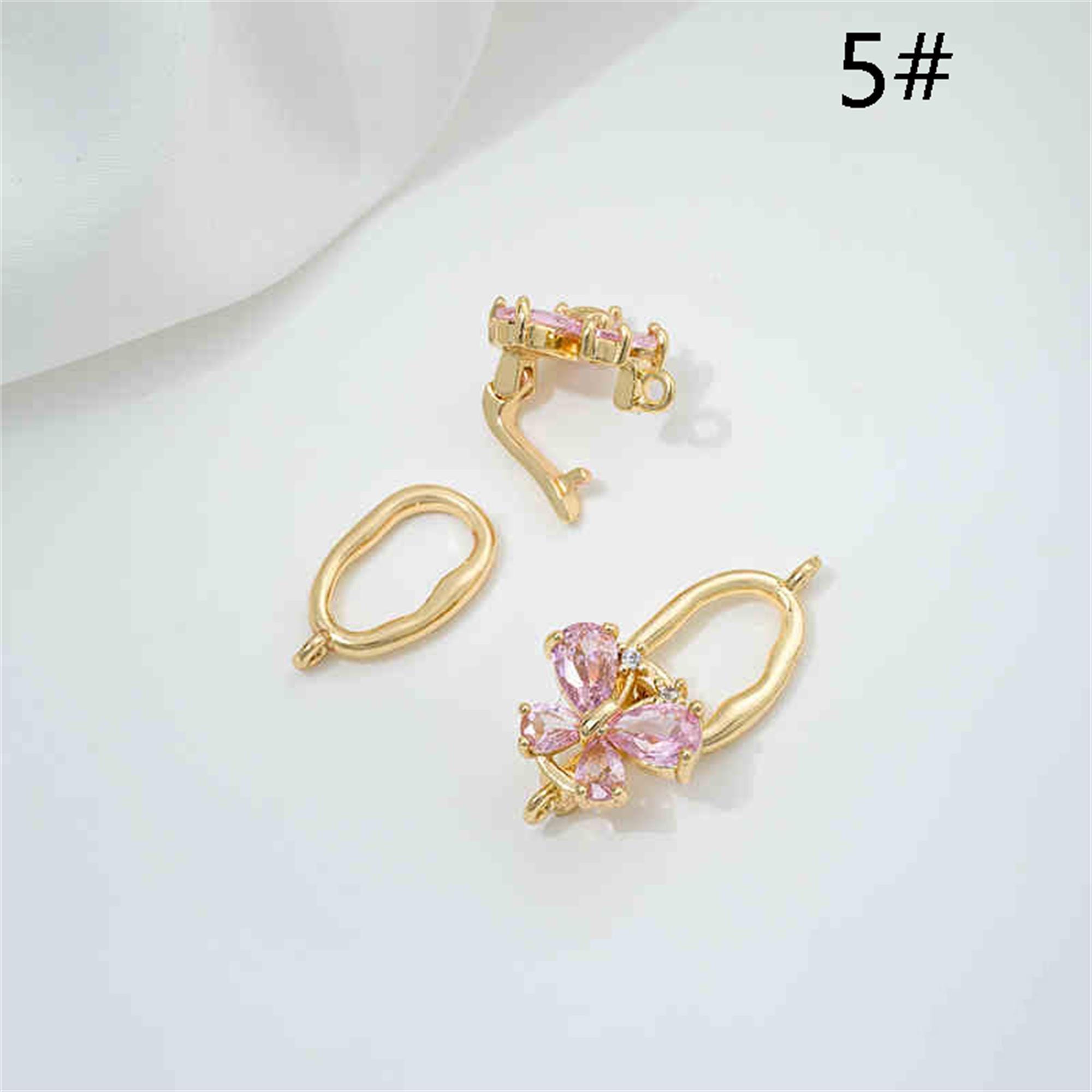 14K Gold Plated CZ Zircon Flower Clasp , Gold Tone Pearl Clasp With ...