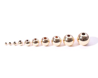 14K Gold Filled Round Beads, Gold Filled Seamless Beads, Gold Filled Bulk Beads, Glossy Ball Beads 2mm 2.5mm 3mm 4mm 5mm 6mm 7mm 8mm 10mm
