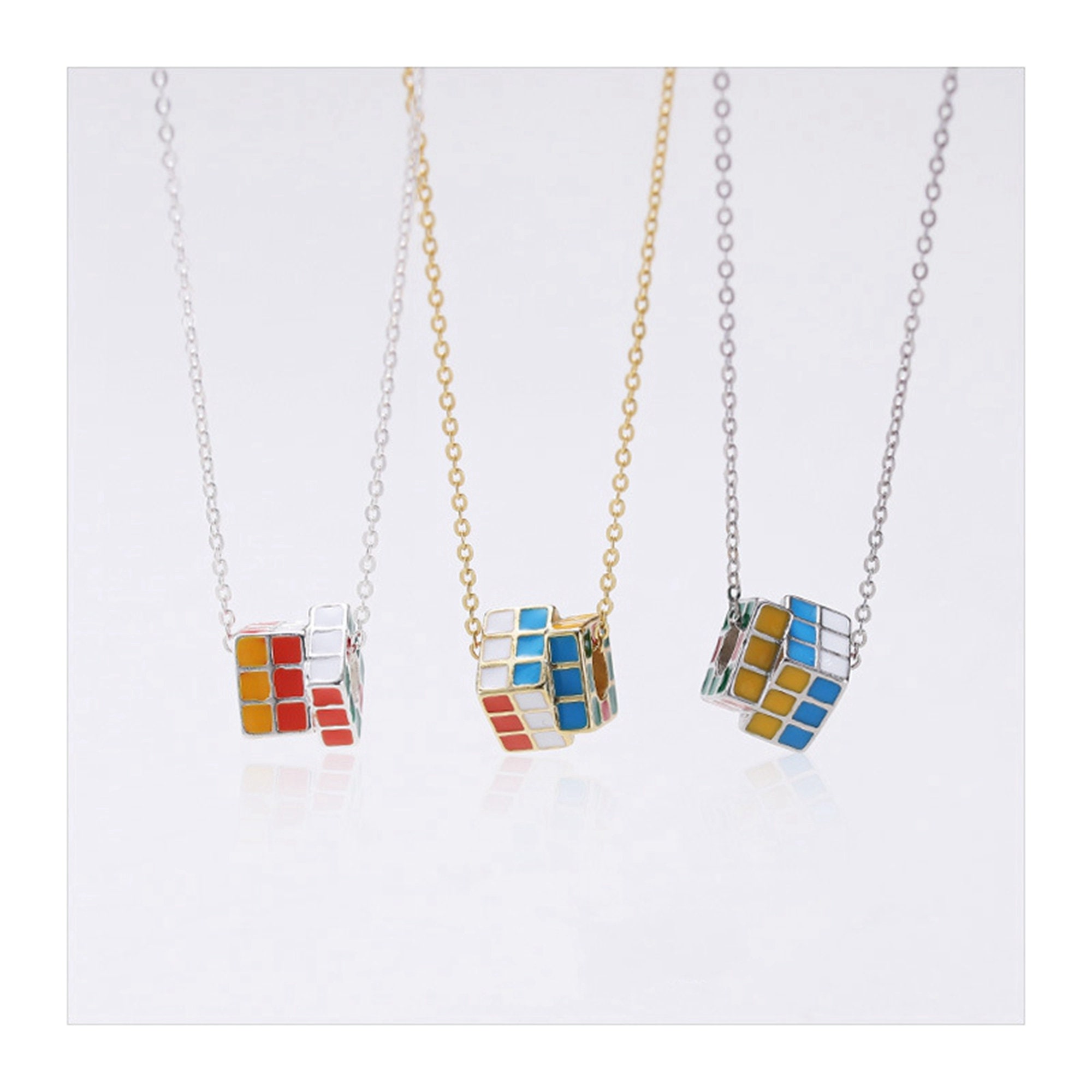 Puzzle Cube Necklace Pendant with Bow - Retro 80's Cosplay Joe Cool | eBay