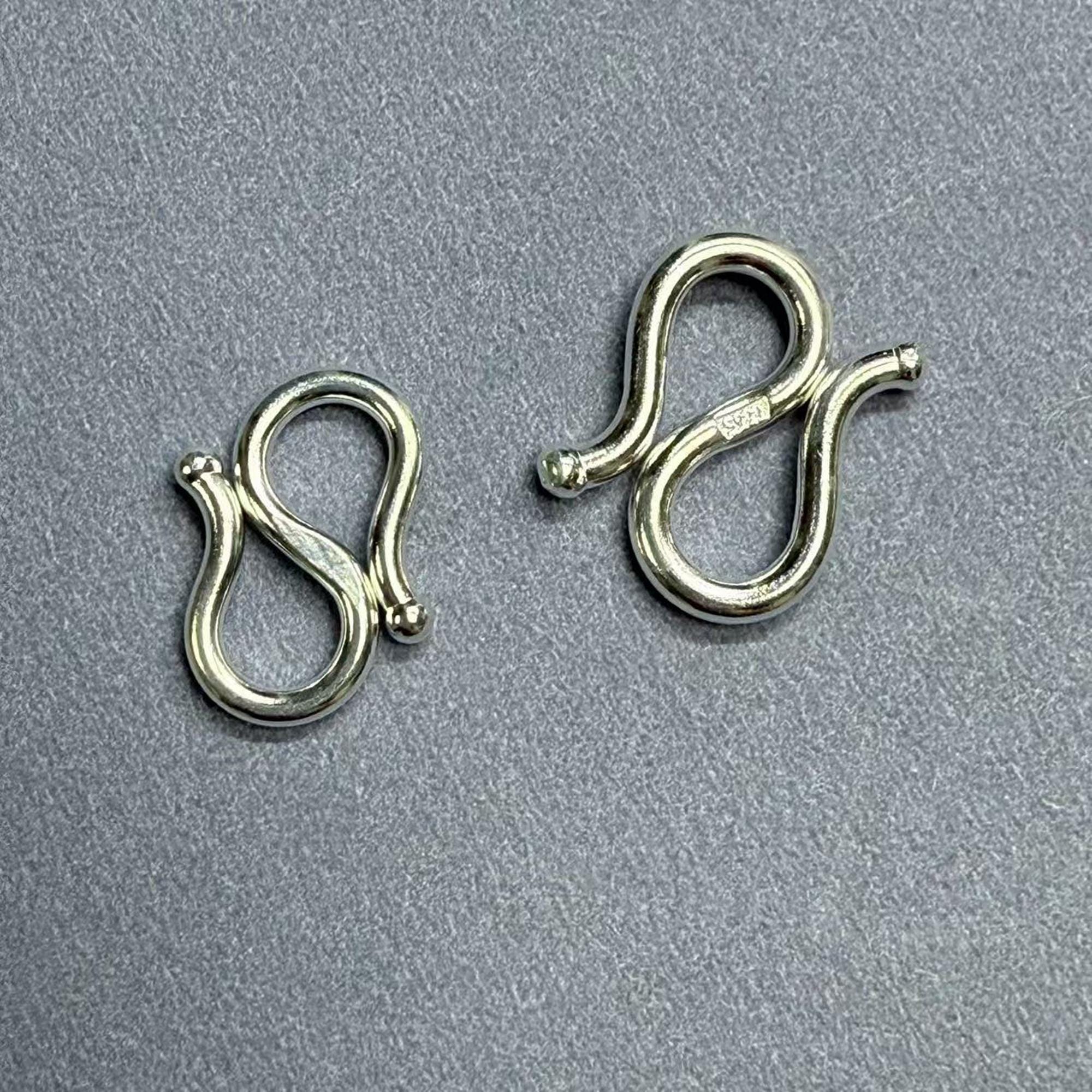 sterling silver セット 10pcs Sterling Silver S Clasps, S999 Silver Hook Clasp for Jewelry