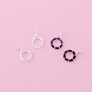 Sterling Silver CZ Round Ring Charm Pendant, s925 Silver Geometric Ring Bracelet, Circular Ring Necklace, Ring Earring, Geometric charm