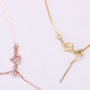 Sterling Silver Box Chain, s925 Silver Box Chain For Jewelry Making Supplies, Finished Necklace with Silicone Bead Needle Spring Clasp