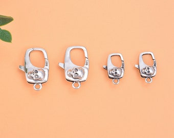 Sterling Silver Lobster Clasps, s925 Silver Skull Lobster Clasp For Jewelry Making Supplies, Bracelet Clasp,Necklace Clasp,Rectangle Clasp