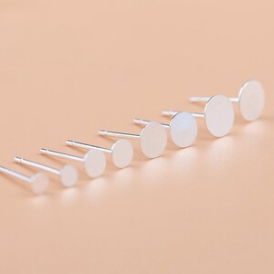 Sterling Silver Earring Posts, s925 Silver Earring Post For Jewelry Making Supplies, Women Flat Pad, Earring Component 1.5/2/3/5/6/7/8/10mm image 5