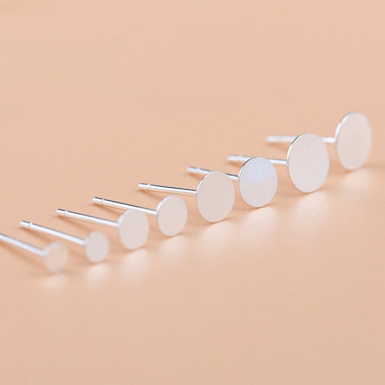 Sterling Silver Earring Posts, s925 Silver Earring Post For Jewelry Making Supplies, Women Flat Pad, Earring Component 1.5/2/3/5/6/7/8/10mm image 5