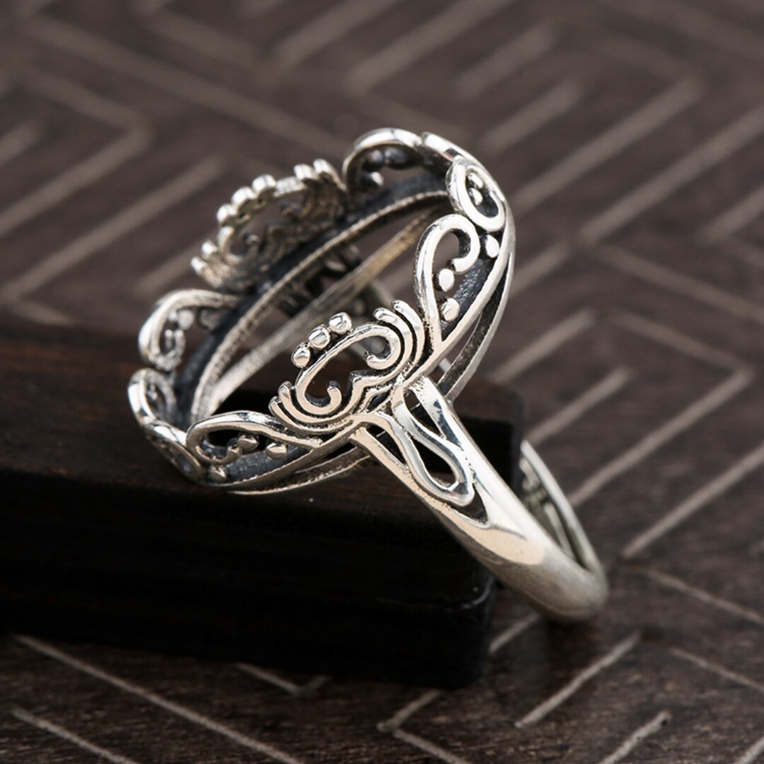 Sterling Silver Ring Setting S925 Silver Oval Bezel Cup Setting Sterling Silver Ring Blanks Adjustable Ring Blanks 13x18mm Etsy