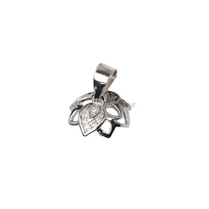 Sterling Silver Pendant Setting, s925 Silver CZ Flower Cup Pendant Setting For Jewelry Making Supplies, Half Drilled Pearl Mounts Flower Cap