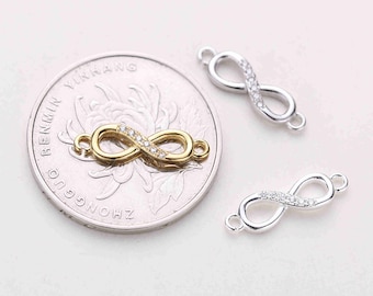 Sterling Silver Infinity Links, s925 Silver Infinity Connector Charms, Bracelet Infinity Charms, CZ Infinity Link pour collier, Infinity Charm