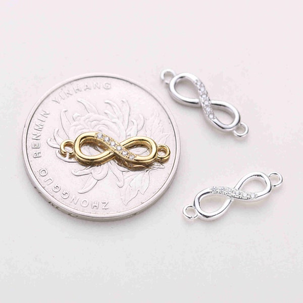 Sterling Silver Infinity Links, s925 Silver Infinity Connector Charms, Bracelet Infinity Charms,CZ Infinity Link for Necklace,Infinity Charm