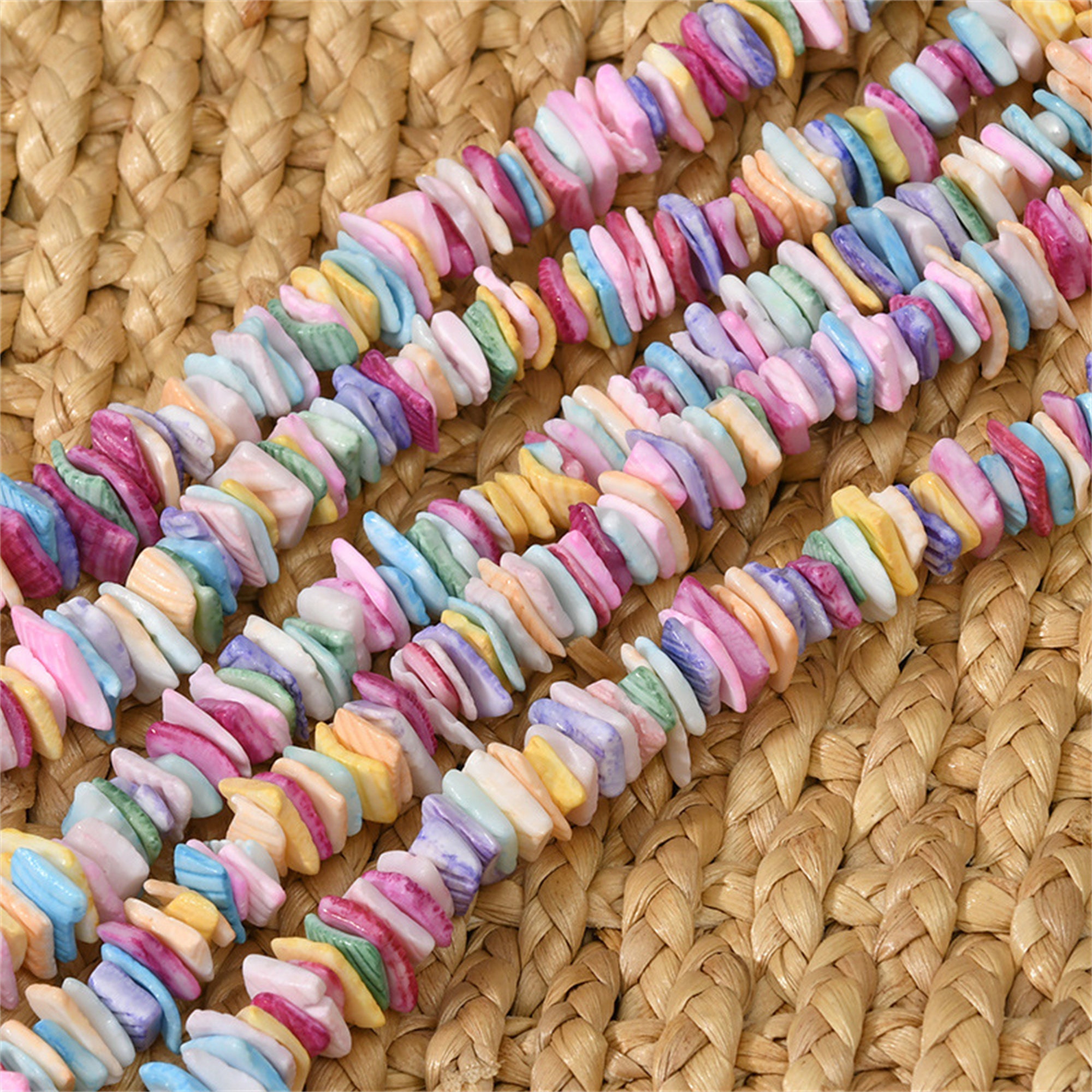 Shell Square Colorful Shell Square Beads Full Strands, Flat Square Bead, Lustrous ...