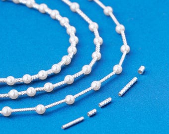 Sterling Silver Cylinder Tube Beads, Sterling Silver Faceted Tube Beads, s925 Silver Tube Beads, Spacer Beads, Corrugated Tube Beads 2*2.5mm