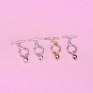 Sterling Silver Toggle Clasp, s925 Silver Heart Toggle Clasps Set For Jewelry Making Supplies, Bracelet Clasps, Necklace Clasps 8.7mm 11.9mm