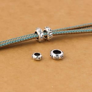 Sterling Silber OM Mantra Perlen, Gebetsperle, Mala Perle, Tibetische Perle, Buddhistische Perle, Armband Spacer, Religiöse Perle, Zen Pony Perle