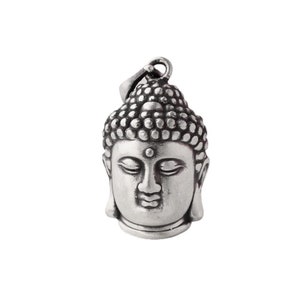 Colgante de cabeza de Buda de plata esterlina, pulsera budista, collar de estatua, pendiente de amuleto, joyería religiosa, encanto de meditación imagen 6