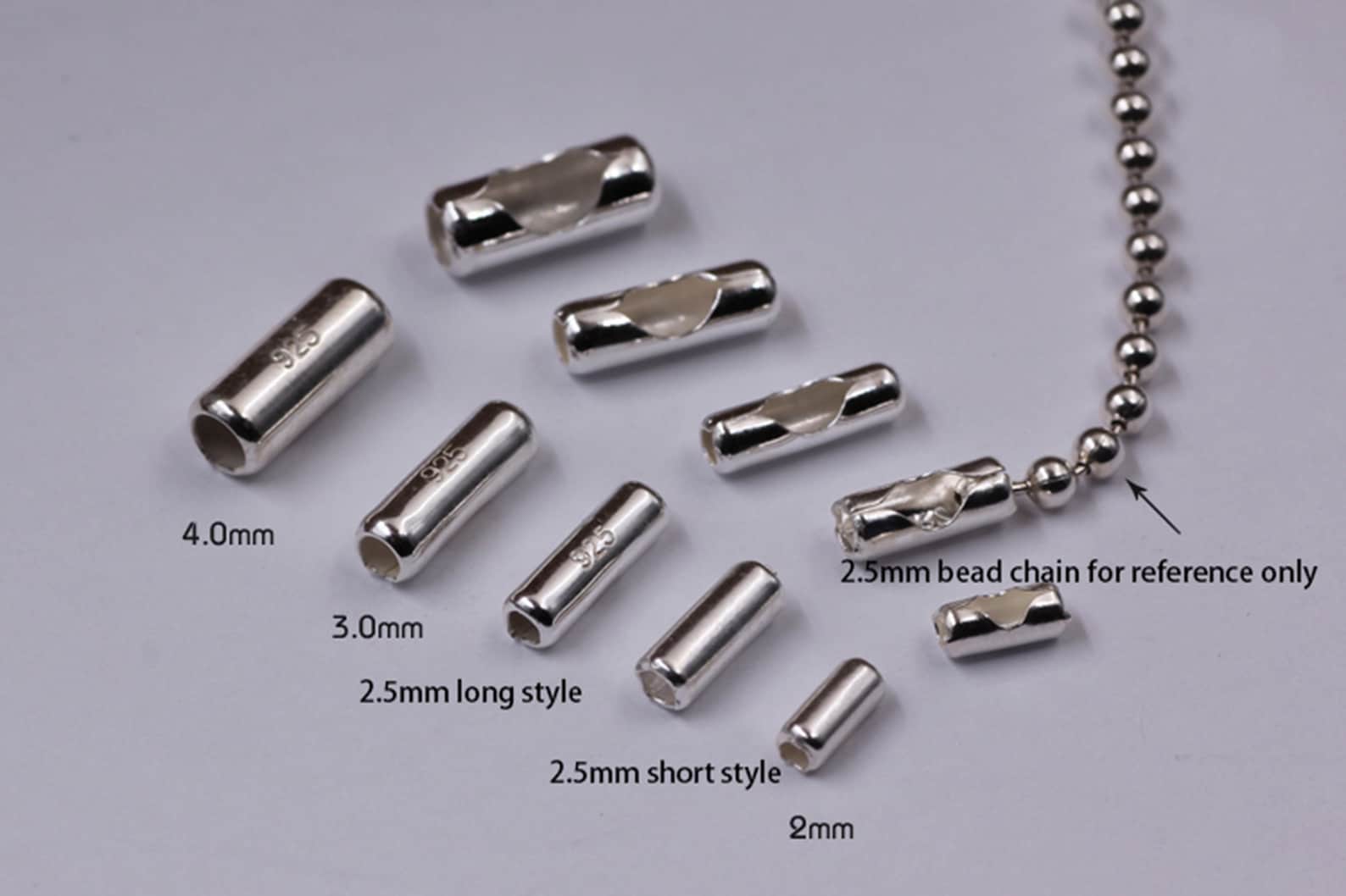 Chain Closures Sterling Silver Ball Chain Closures, 925 Silver Ball Chain Clasp, 925 ...