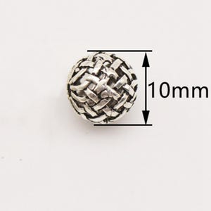 Sterling Silver Weave Pattern Beads, Braided Round Bead, Ethnic Bead, Tribal Bead, Indigenous Bead, Bracelet Spacer, Native Bead, Folk Bead