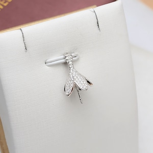 Sterling Silver Pendant Setting, s925 Silver CZ Leaf Bead Cap Pendant Setting, Half Drilled Pearl Mounts, Peg&Cup 13mm 14mm 15mm 16mm