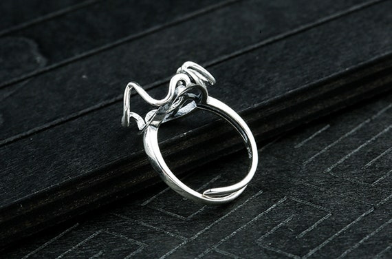 Bague fleur en argent sterling monture ovale en argent s925 bagues brutes en argent sterling bagues brutes reglables 14 x 15 mm Etsy France