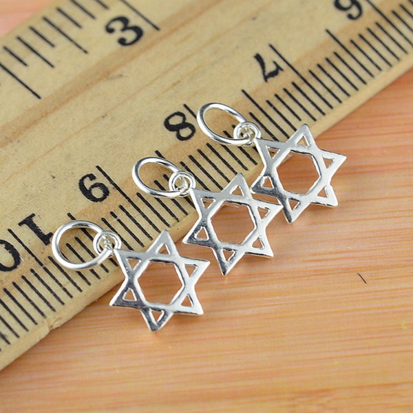 Sterling Silver Star of David Charm Pendant, Hexagram Bracelet, Star of Unity Necklace, Talisman Earring, Power Jewelry, Protection Charm
