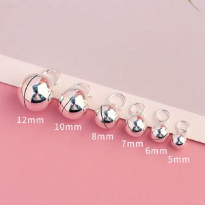 Sterling Silver Bell Charm, s925 Silver Jingle Bell Charm For Jewelry Making Supplies, Round Bell Bracelet Charm, Earring Charm