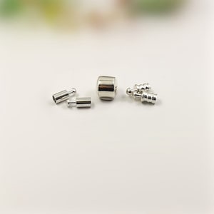 Sterling Silver Cord End Caps, s925 Silver Leather Cord End Cap For Jewelry Making Supplies, Bracelet Cord Clasp with Smooth/Screw Cap