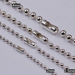 Sterling Silver Ball Chain Closures, 925 Silver Ball Chain Clasp, 925 Silver Bead Chain Connector, Bead Chain Clasp 2mm 2.5mm  3mm 4mm