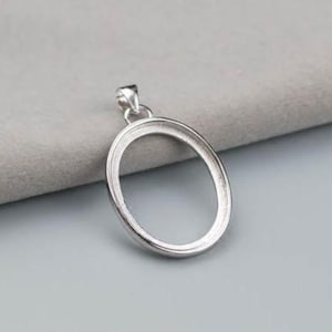 Sterling Silver Pendant Setting, Silver Oval Bezel, Pendant w/ Oval Bezel Cup, Cabochon Settings 16x20mm 17x24mm 18x23mm 20x27mm 21x27mm