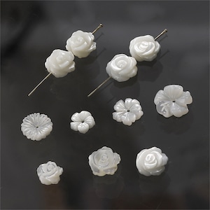White Shell Rose Beads, Flower Bead, Romantic Bead, Valentine Bead, Bracelet Spacer, Blossom Bead, Feminine Bead, Floral Bead, Daisy Bead