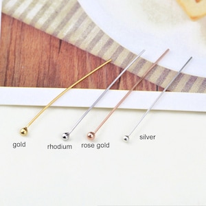 10pcs Sterling Silver Pins Headpins,s925 Silver Ball Head Pins for Jewelry Making Supplies, Silver Needles,Wire Thick 0.5mm 15/20/25/30/40mm
