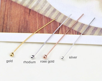 25pcs Sterling Silver Pins Headpins, s925 Silver Ball Head Pins, Flat Head Pins, Silver Needles, Ball Pins,Wire Thick 0.5mm 15/20/25/30/40mm