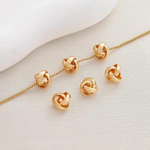14K Gold Plated Twist Beads, Spiral Bead, Ball Bead, Knot Bead, Tribal Bead, Bracelet Spacer, Boho Bead, Weave Pattern Bead, Ethnic Bead 8mm