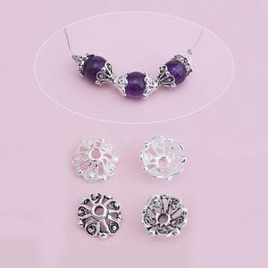 Sterling Silber Perlenkappen, s925 Silber Perlenkappe für Schmuckherstellung Lieferungen, Armband Perlenkappe, Blumenkappen, Blumenperlenkappen 8 mm