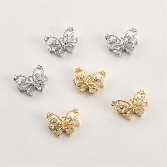 UNICRAFTALE Lot De 48 Breloques Papillon Strass Cristal – 6 Styles Dorés Pendentifs Animaux Pour Bijoux, Bracelets, Boucles D’Oreilles