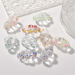 Acrylic Cloud Beads, Colorful Cloud Beads, Heart Cloud Bead, Weather Bead, Fluffy Bead, Sky Bead, Bracelet Spacer, Cloud Bead