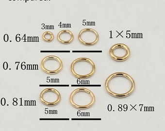 50/100pcs 14K Gold Filled Jump Ring, Gold Filled Open Jump Ring For Jewelry Making Supplies, Closed Jump Ring 3mm 4mm 5mm 6mm 7mm