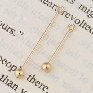14K Gold Filled Threaded Ball Eye Pins, Gold Filled Screw Eyepins, 3mm Bead Eye Pins, Thickness 22 gauge 0.64mm, Length 15mm 25mm