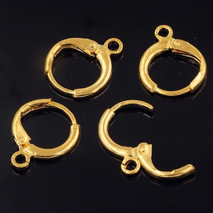 14K Vergoldete Eurodraht Hoop Ohrring mit offener Schleife, Vergoldete Ohr Hoops, Ohrring Komponente, Ohrhaken Hoops 15mm