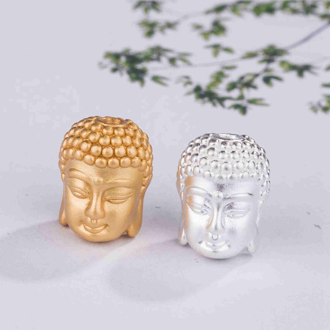 Sterling Silver Buddha Beads, Buddhist Bead, Tibetan Bead, Meditation
