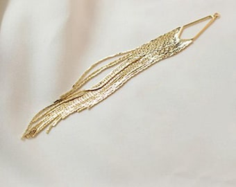18K Gold Plated Tassel Charm Pendant, Chain Tassel Charm For Jewelry Making Supplies, Extender Chain, Earring Charm, Long Tassel 14*125mm