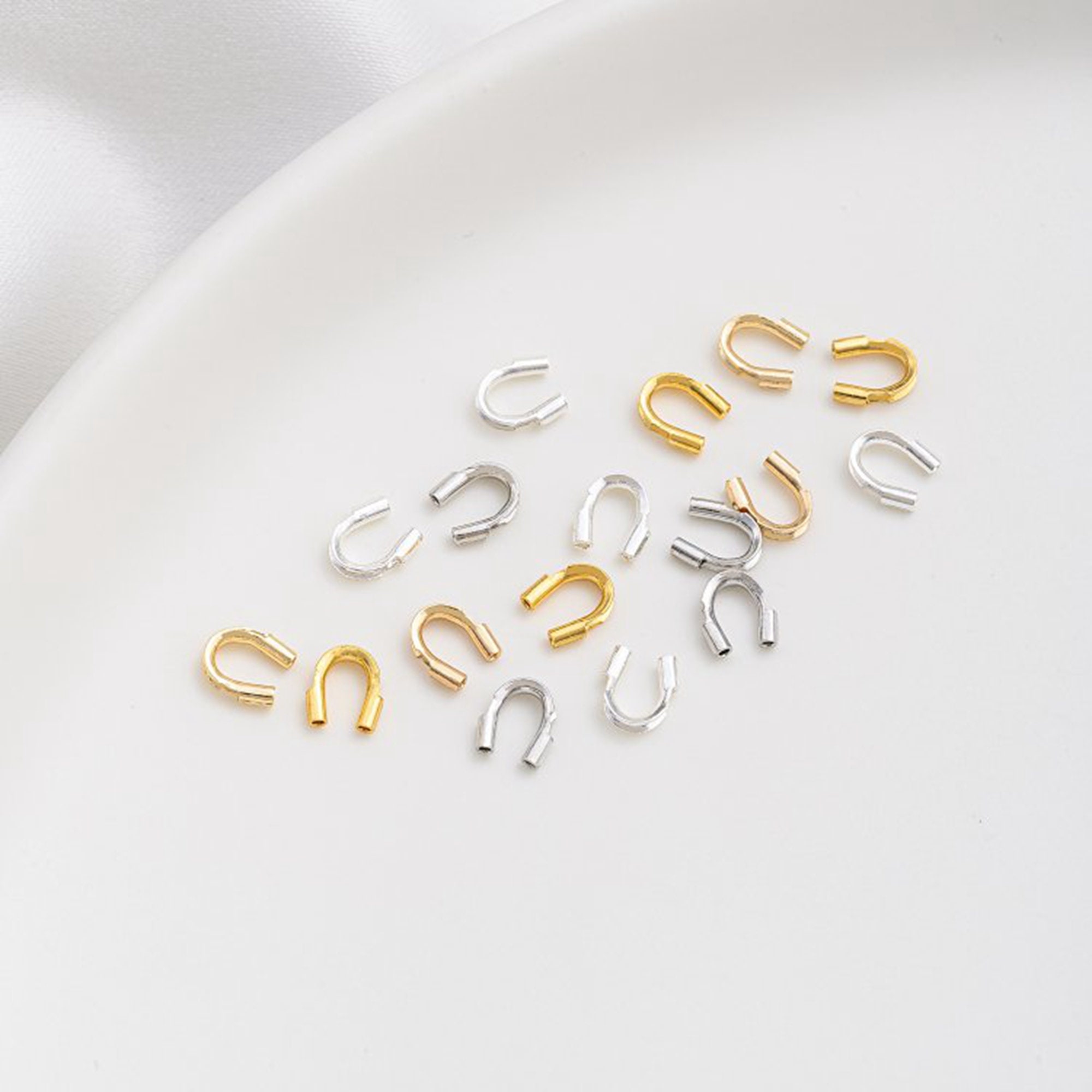 14K Gold Plated U Shaped Connector, Gold Over Brass U Shape Bracelet Closured, Buckle Wire Protector Tail Buckle Beads Diy Accessories