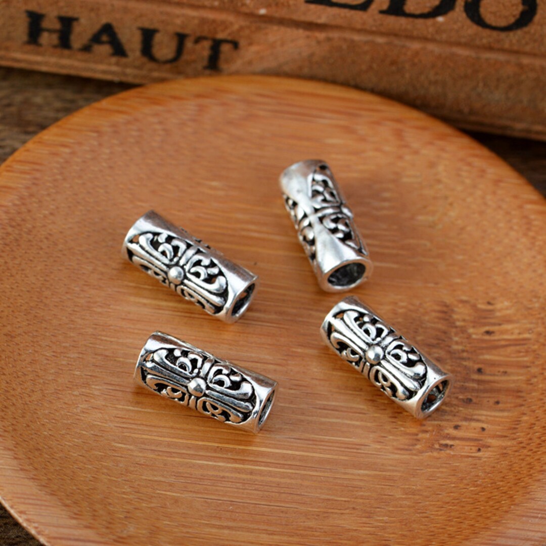 Sterling Silver Cross Tube Beads, Religious Bead, Christian Bead, Faith