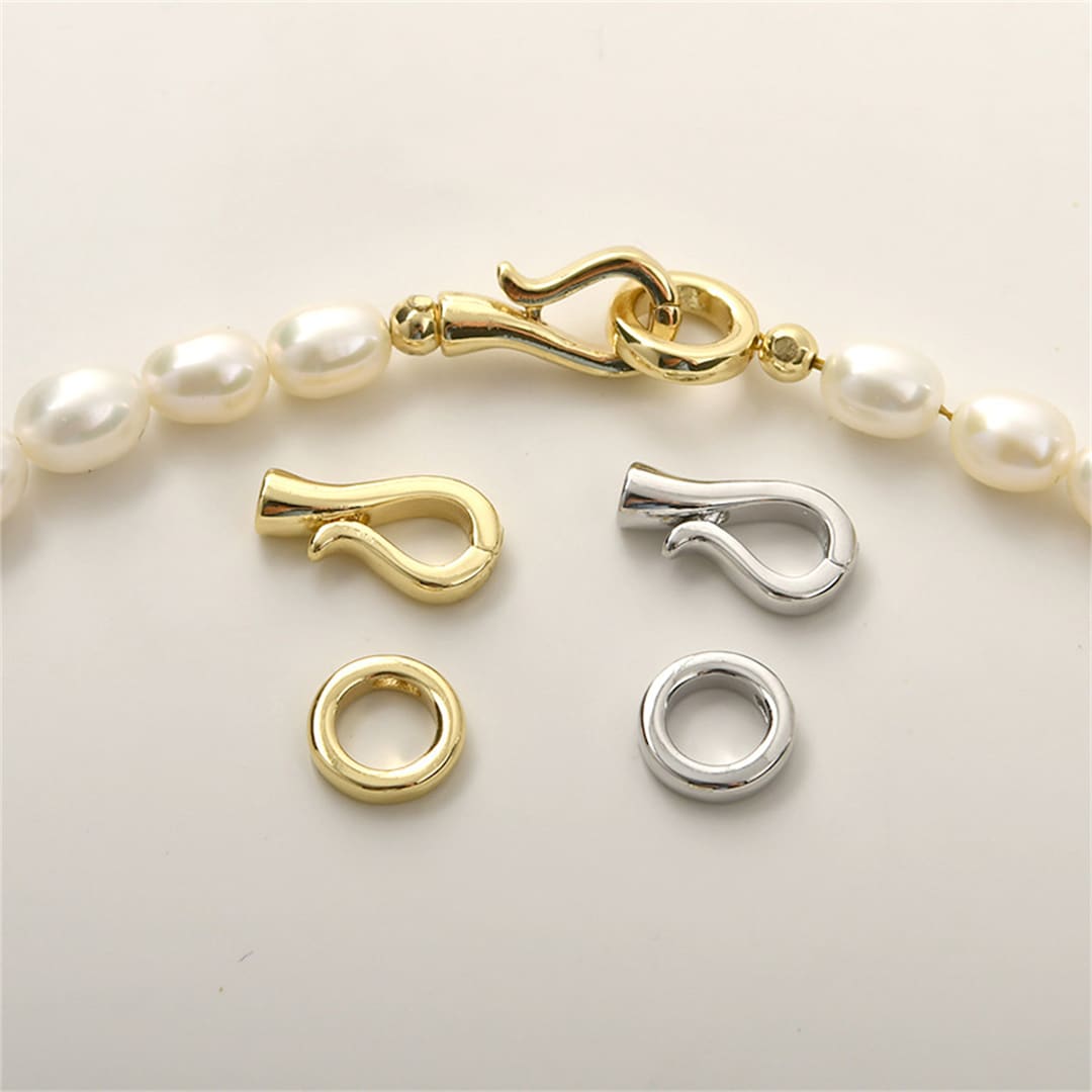 14K Gold Plated Hook and Eye Clasps, Gold Tone Fish Hook Clasps, Hook