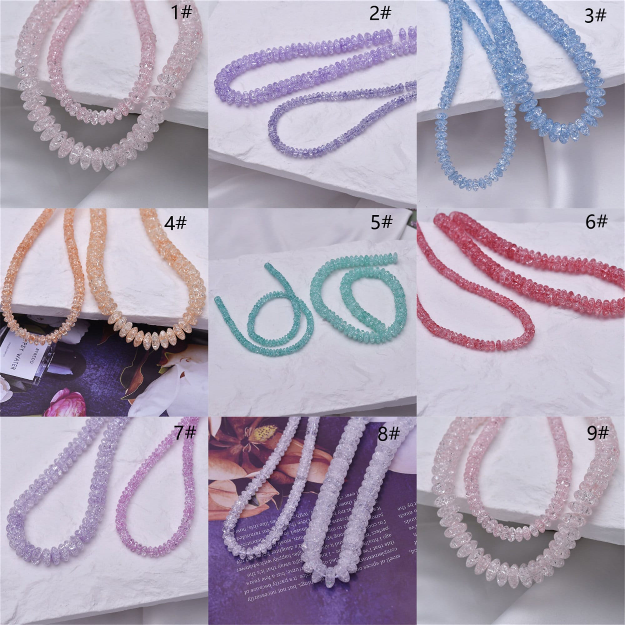 Shiny Glaze Donut Beads, Flat Round Beads, Wheel Bead, Colorful Bead, Loose Gem Beads, Bracelet Beads, Necklace Beads Full Strand 6mm 10mm
